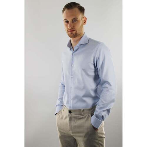 Textiel Heren Overhemden lange mouwen Vercate Strijkvrij Overhemd - Platinum Blauw Jacquard Blauw