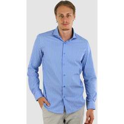 Textiel Heren Overhemden lange mouwen Vercate Strijkvrij Overhemd Gestreept - Blauw Poplin Multicolour