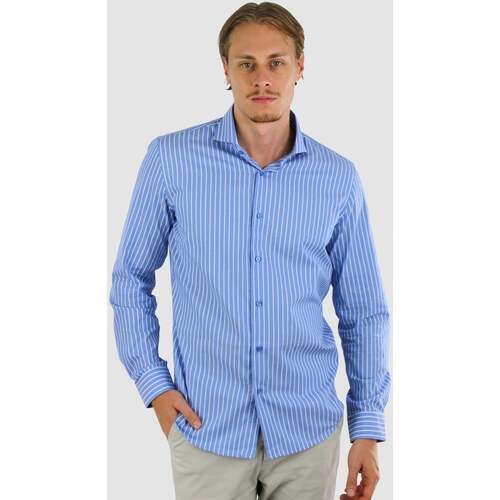Textiel Heren Overhemden lange mouwen Vercate Strijkvrij Overhemd Gestreept - Blauw Poplin Multicolour