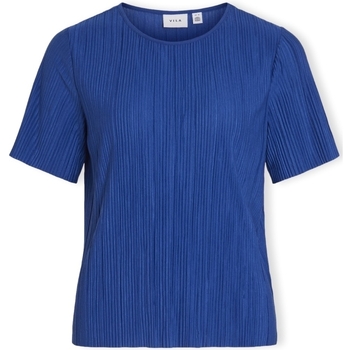 Textiel Dames Tops / Blousjes Vila Noos Top Plisa S/S - True blue Blauw