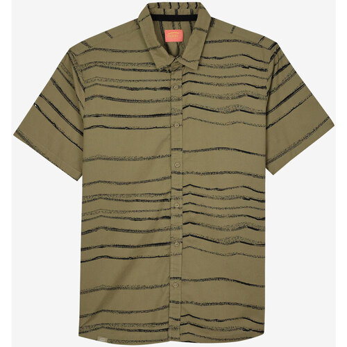 Textiel Heren Overhemden lange mouwen Oxbow Shirt met korte mouwen en Pororoca-print CEGO Groen