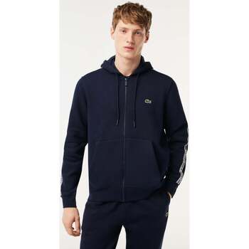 Textiel Heren Vesten / Cardigans Lacoste Contrast stripe zip through hoodie Blauw