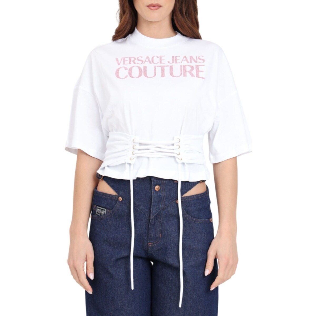 Textiel Dames Polo's lange mouwen Versace Jeans Couture 76HAHG04-CJ00G Wit
