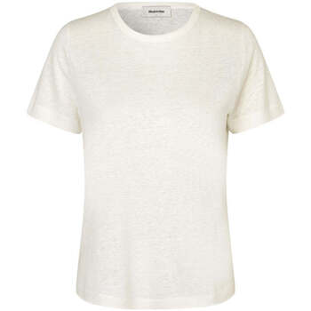 Textiel Dames T-shirts korte mouwen Modström Wit basic linnen T-shirt Holt Wit