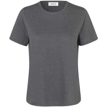 Textiel Dames T-shirts korte mouwen Modström Grijs basic linnen T-shirt Holt Grijs