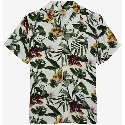 Textiel Heren Overhemden lange mouwen Oxbow Shirt met korte mouwen en Teahupoo-print COOREA Wit