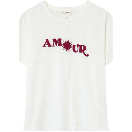 Textiel Dames T-shirts korte mouwen Grace & Mila Wit T-shirt met opdruk ' Amour' Marisol Wit