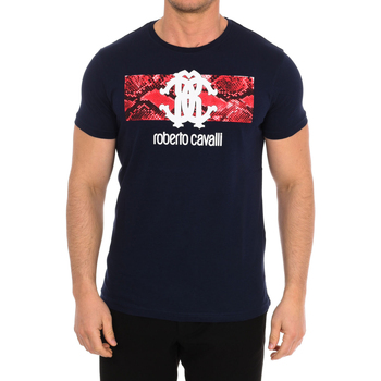 Textiel Heren T-shirts korte mouwen Roberto Cavalli FST647-NAVY Blauw