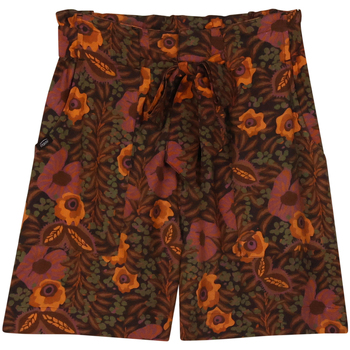 Textiel Dames Korte broeken / Bermuda's Oxbow Shorts van viscose met print en riem IOLINA Bruin