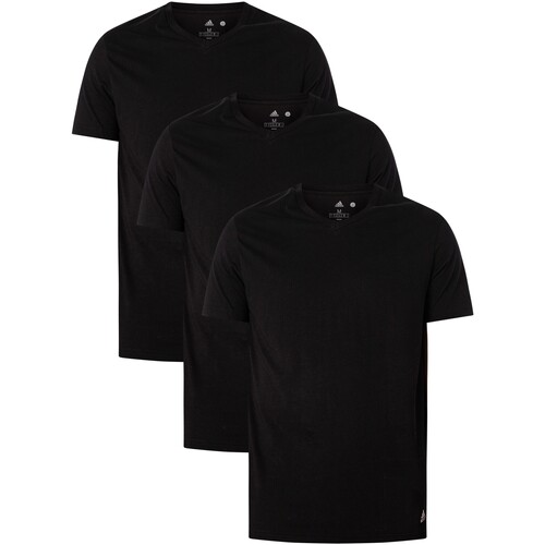 Textiel Heren Pyjama's / nachthemden adidas Originals Set van 3 lounge-T-shirts met V-hals Zwart