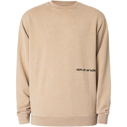 Textiel Heren Sweaters / Sweatshirts Replay Sweatshirt met logo op de achterkant Beige