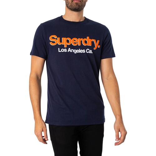 Textiel Heren T-shirts korte mouwen Superdry Klassiek gewassen T-shirt met Core-logo Blauw