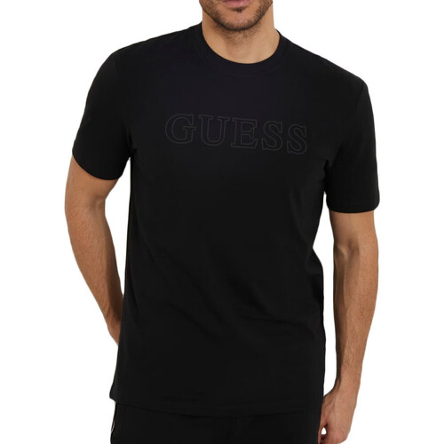 Textiel Heren T-shirts met lange mouwen Guess  Zwart