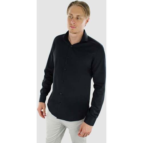 Textiel Heren Overhemden lange mouwen Vercate Strijkvrij Overhemd Zwart - Katoen Satijn Zwart