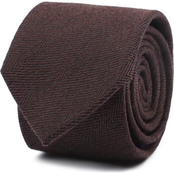 Textiel Heren Stropdassen en accessoires Suitable Stropdas Wol/Zijde Visgraat Bruin Bruin