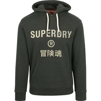 Superdry Sweater Hoodie Logo Donkergroen