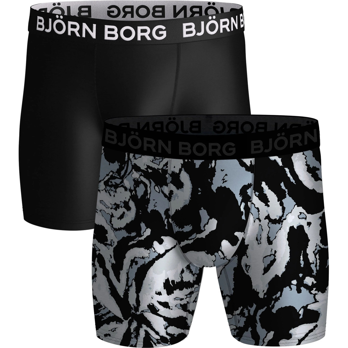 Ondergoed Heren BH's Björn Borg Boxers 2 Pack Black/Print Multicolour