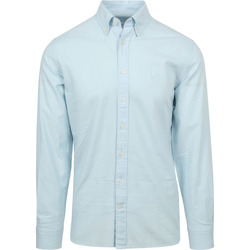 Textiel Heren Overhemden lange mouwen Hackett Overhemd Garment Dyed Offord Lichtblauw Blauw