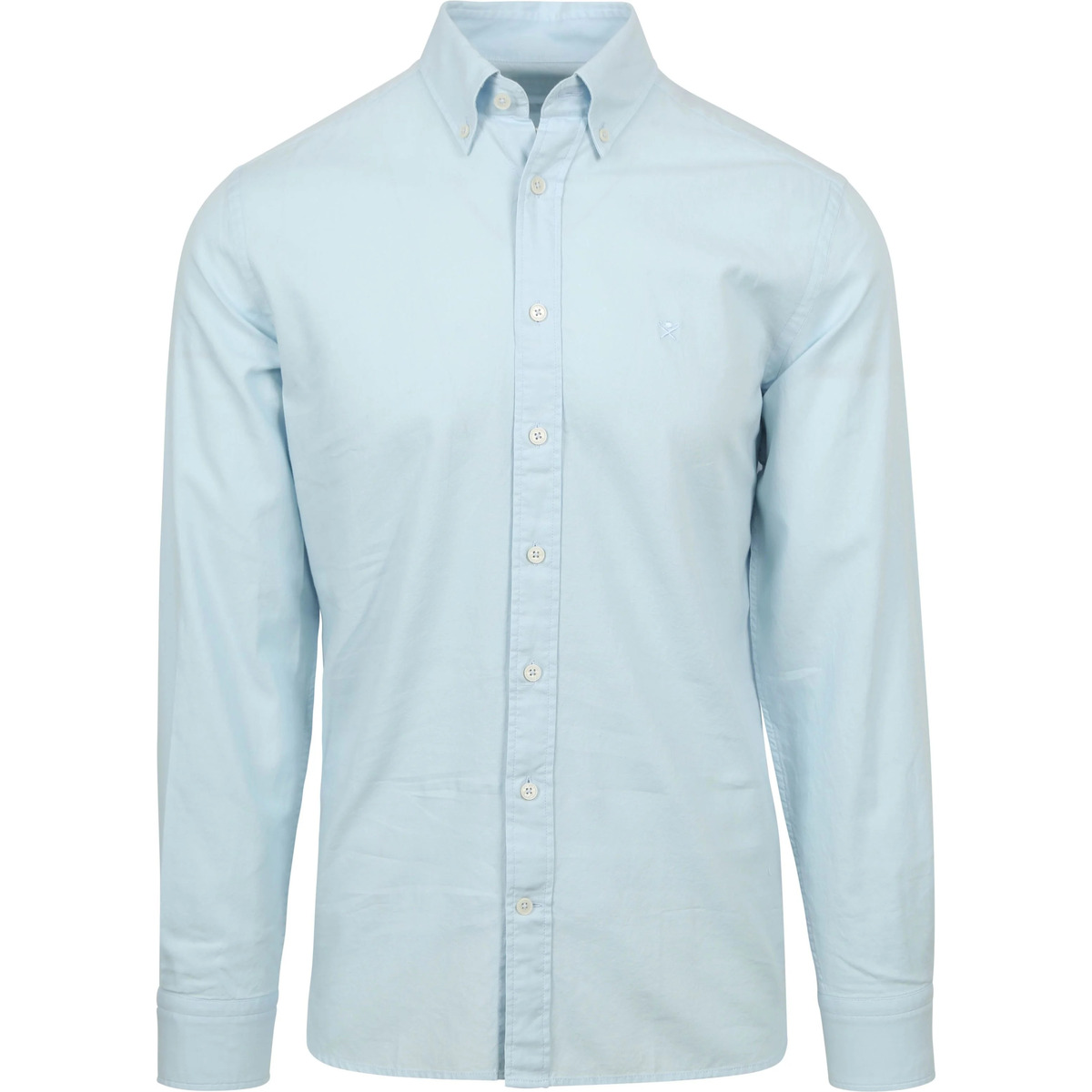 Textiel Heren Overhemden lange mouwen Hackett Overhemd Garment Dyed Offord Lichtblauw Blauw