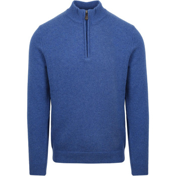 Suitable Sweater Half Zip Trui Wol Blauw