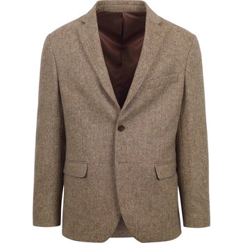 Textiel Heren Jasjes / Blazers Suitable Tweed Colbert Herringbone Beige Beige