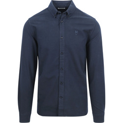 Textiel Heren Overhemden lange mouwen Knowledge Cotton Apparel Overhemd Melange Navy Blauw