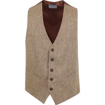 Textiel Heren Jasjes / Blazers Suitable Gilet Tweed Beige Beige