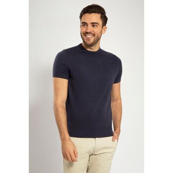 Suitable Knitted T-shirt Navy Blauw