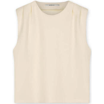 Textiel Dames Tops / Blousjes Homage To Denim Off white gevoerde schoudertop met plooien Wit