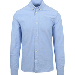 Textiel Heren Overhemden lange mouwen Knowledge Cotton Apparel Overhemd Melange Lichtblauw Blauw