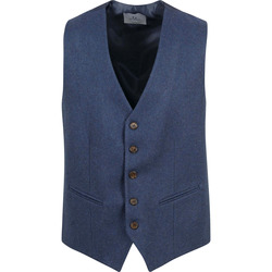 Textiel Heren Jasjes / Blazers Suitable Gilet Tweed Mid Blauw Blauw
