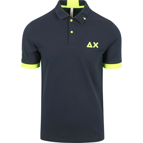 Textiel Heren T-shirts & Polo’s Sun68 Poloshirt Logo Fluo Navy Blauw