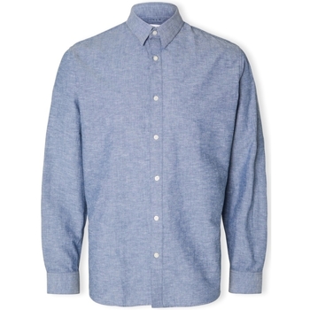 Selected Overhemd Lange Mouw Noos Slimnew-linen Shirt L S Medium Blue Denim