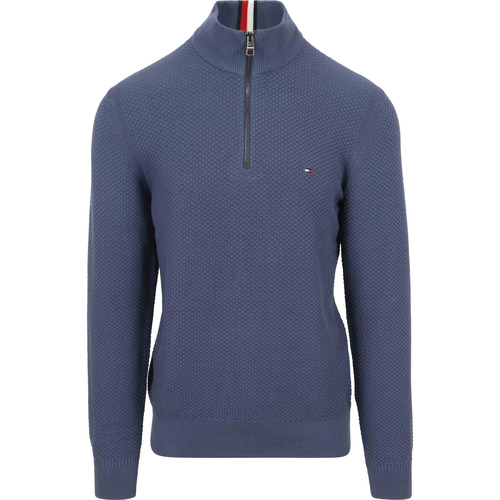 Textiel Heren Sweaters / Sweatshirts Tommy Hilfiger Half Zip Trui Structuur Blauw Blauw