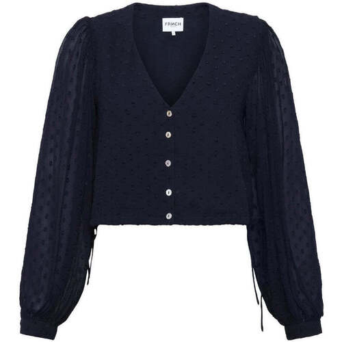 Textiel Dames Tops / Blousjes Frnch Donkerblauwe cropped blouse Nydia Blauw