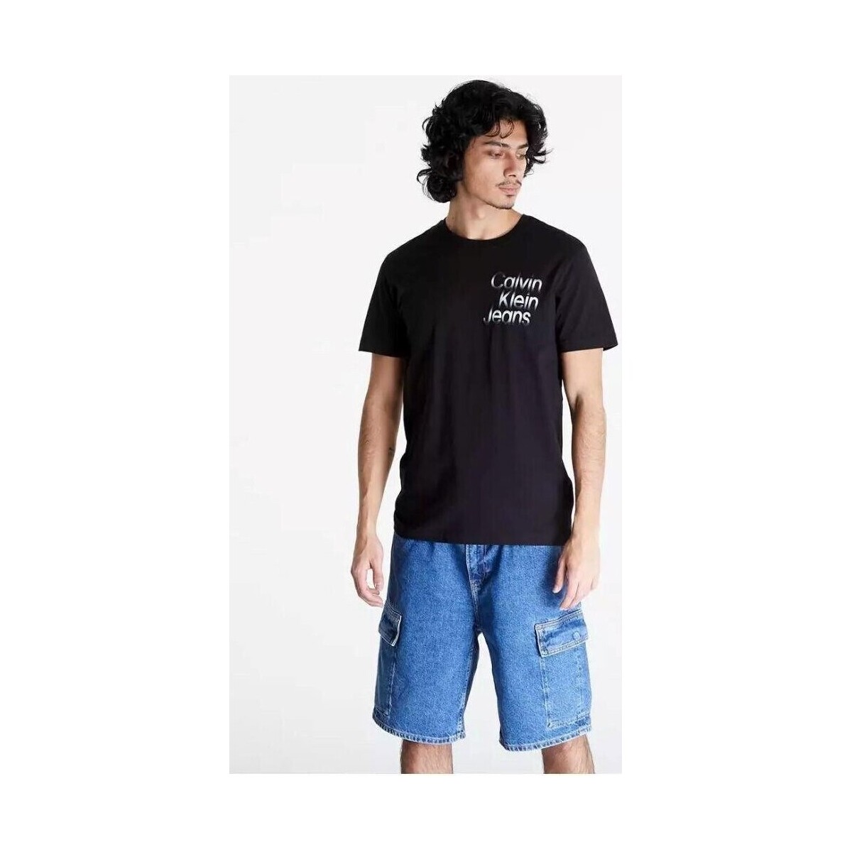 Textiel Heren T-shirts korte mouwen Calvin Klein Jeans J30J325189BEH Zwart