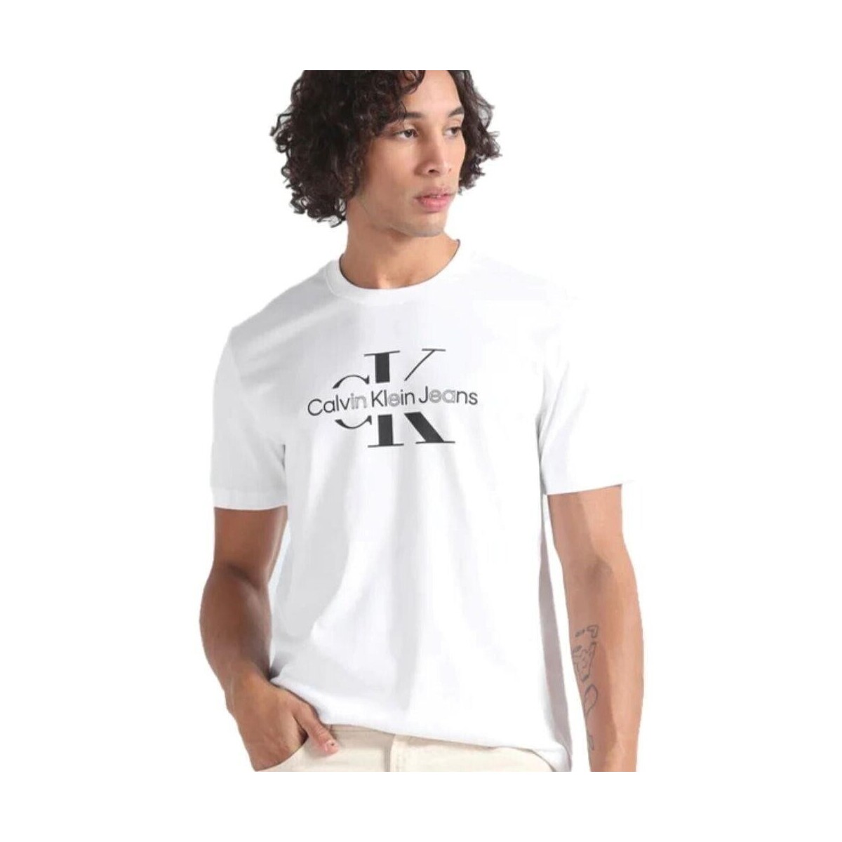 Textiel Heren T-shirts korte mouwen Calvin Klein Jeans J30J325190YAF Wit