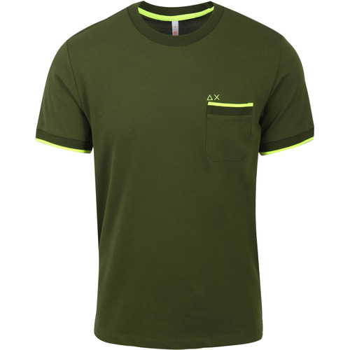 Textiel Heren T-shirts & Polo’s Sun68 T-Shirt Small Stripe Donkergroen Groen
