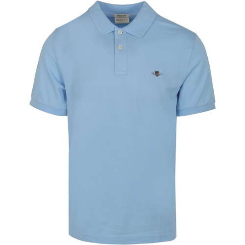 Textiel Heren T-shirts & Polo’s Gant Shield Piqué Poloshirt Lichtblauw Blauw