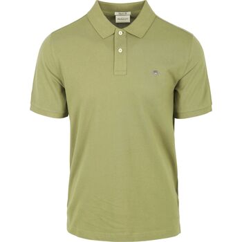 Textiel Heren T-shirts & Polo’s Gant Shield Piqué Poloshirt Lichtgroen Groen