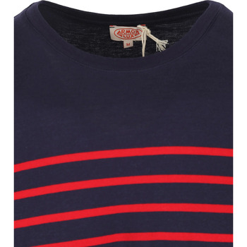 Armor Lux Port-Louis T-Shirt Strepen Donkerblauw Rood Blauw