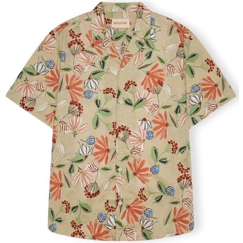 Textiel Heren Overhemden lange mouwen Revolution Cuban 3111 Shirt - Orange Multicolour