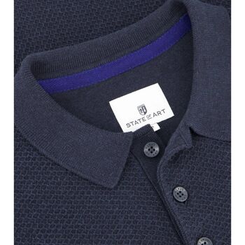 State Of Art Knitted Poloshirt Navy Blauw