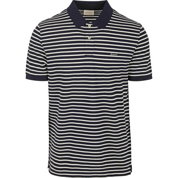 Textiel Heren T-shirts & Polo’s Gant Poloshirt Pique Navy Streep Blauw