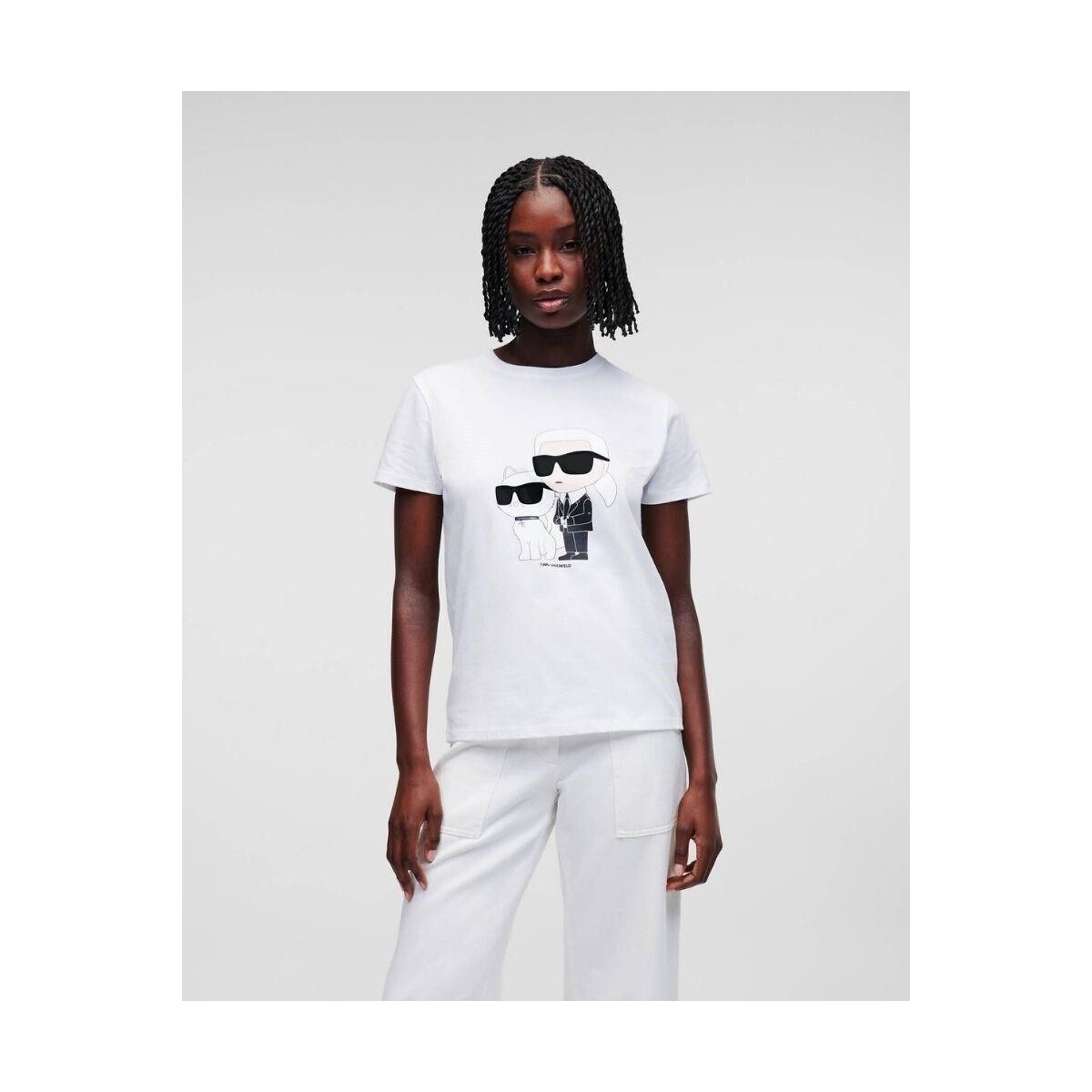 Textiel Dames T-shirts & Polo’s Karl Lagerfeld 230W1704 IKONIC 2.0 Wit