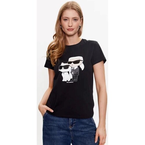 Textiel Dames T-shirts & Polo’s Karl Lagerfeld 230W1704 IKONIC 2.0 Zwart