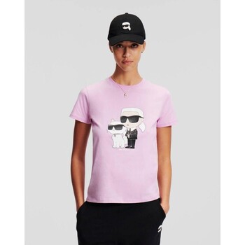 Textiel Dames T-shirts & Polo’s Karl Lagerfeld 230W1704 IKONIC 2.0 Roze
