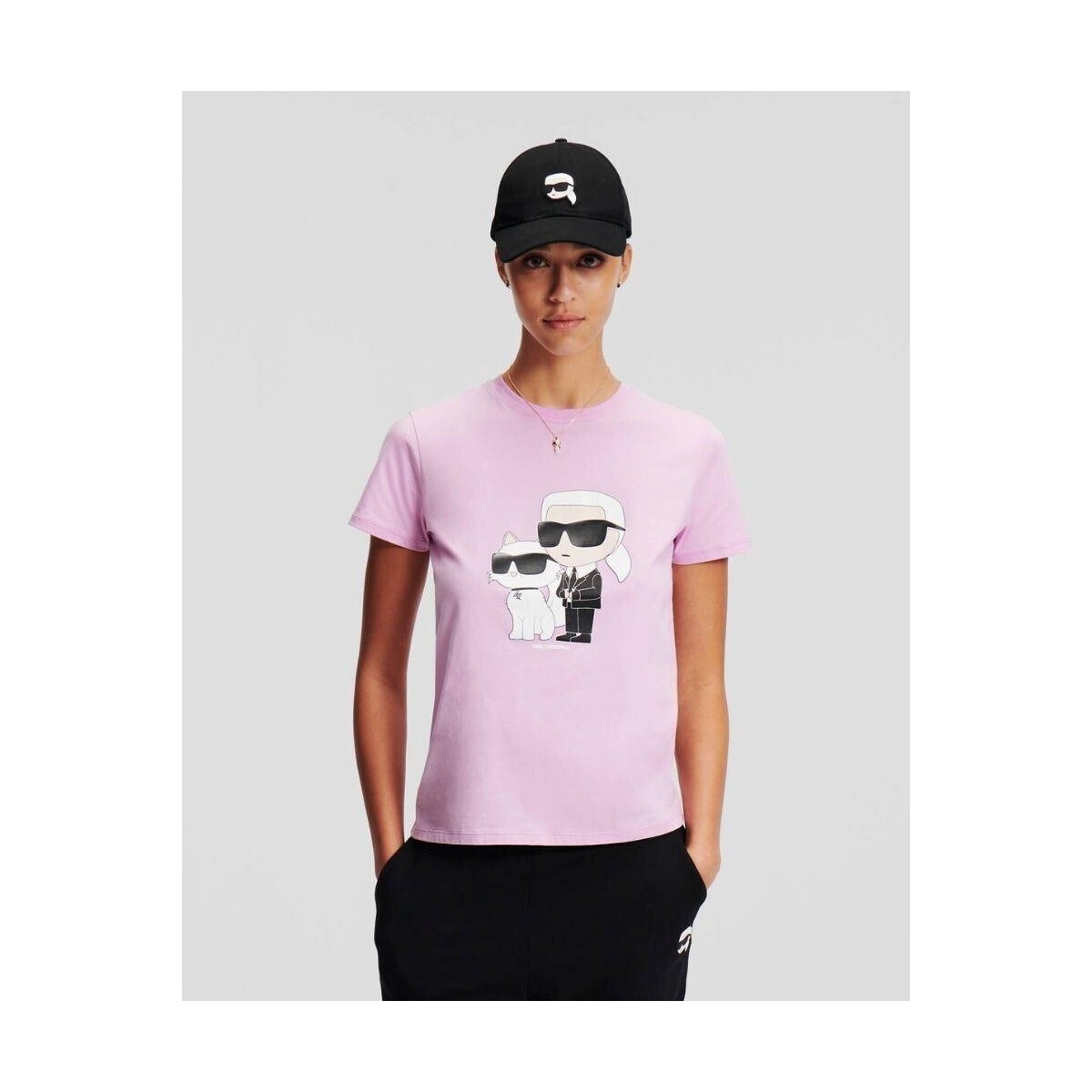 Textiel Dames T-shirts & Polo’s Karl Lagerfeld 230W1704 IKONIC 2.0 Roze