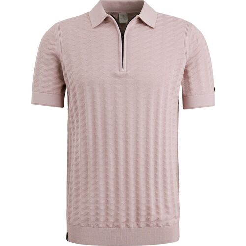 Textiel Heren T-shirts & Polo’s Cast Iron Knitted Half Zip Poloshirt Structuur Roze Roze