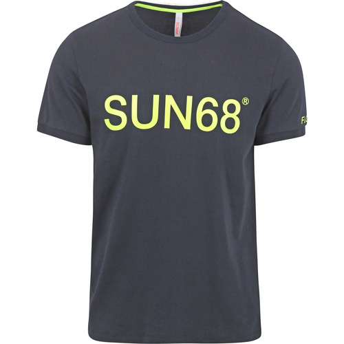 Textiel Heren T-shirts & Polo’s Sun68 T-Shirt Print Logo Navy Blauw